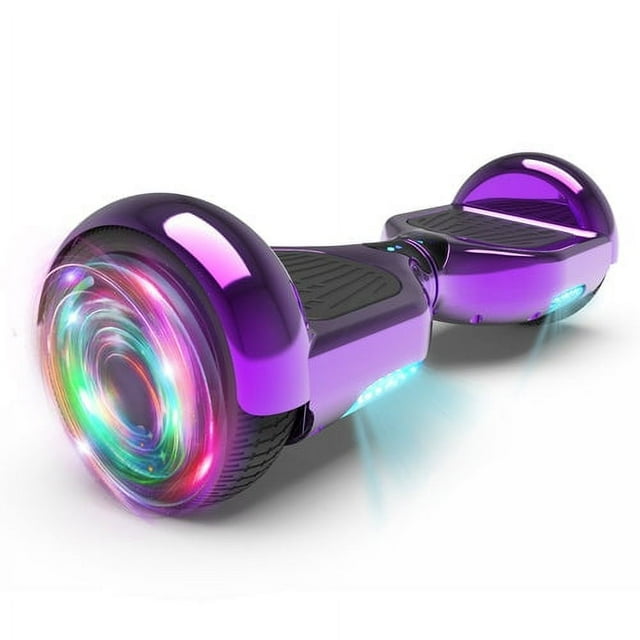 Hoverboard Bluetooth pour Enfants, Couleur Araignée et Couleur Chrome, Trottinette Auto-Équilibrée avec Haut-Parleur Sans-Fil Intégré et Roues Clignotantes