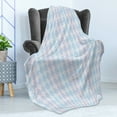 thumbnail image 4 of Oriental Soft Flannel Fleece Throw Blanket, Digital Drawn Ethnic Folkloric Floral Motifs in Rhombus Repeated Arrangement, Cozy Plush for Indoor and Outdoor Use, 70" x 90", Blue Lavender, by Ambesonne, 4 of 5