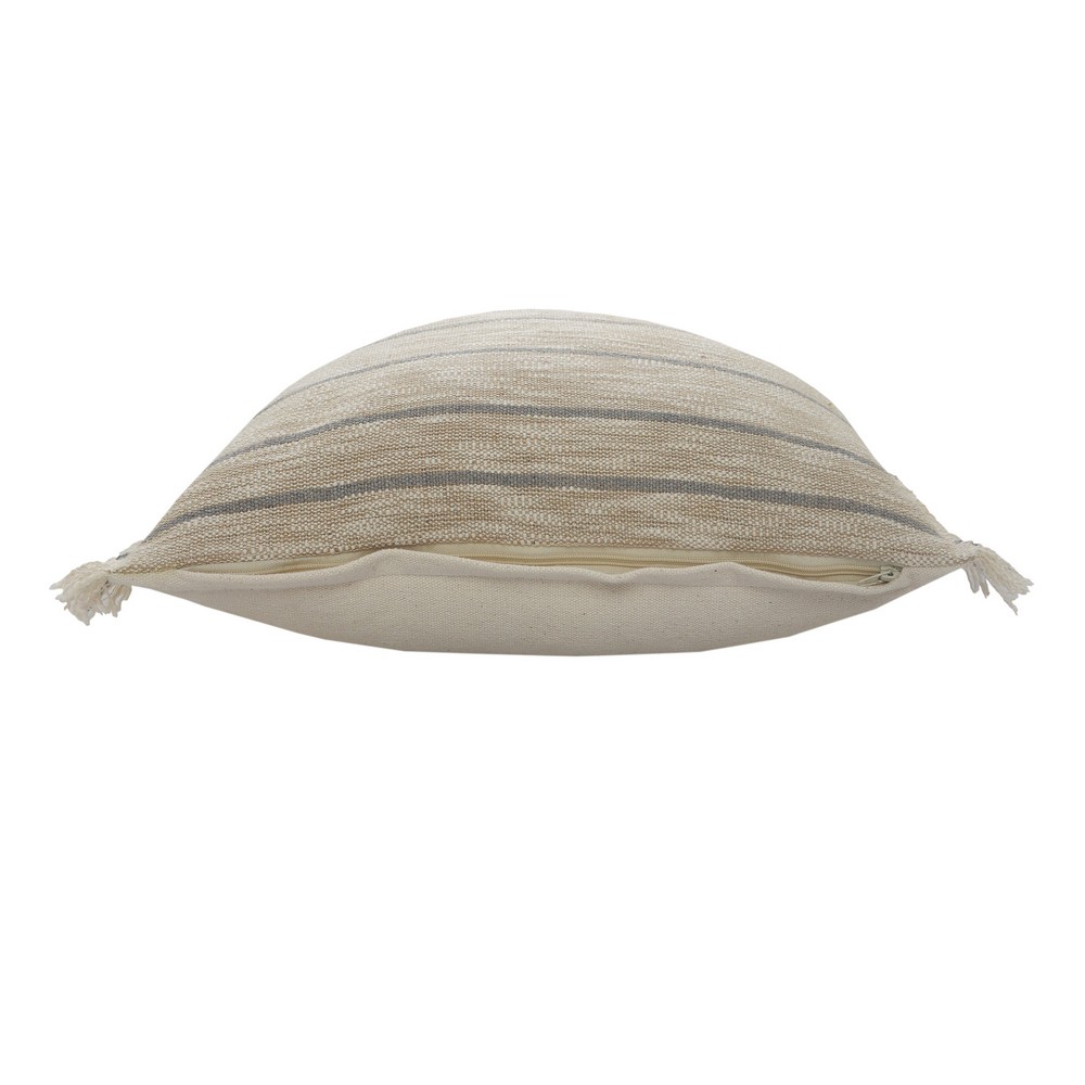 Ox Bay 20" x 20" Tan/ Grey Stripe Jute Blend Pillow Cover