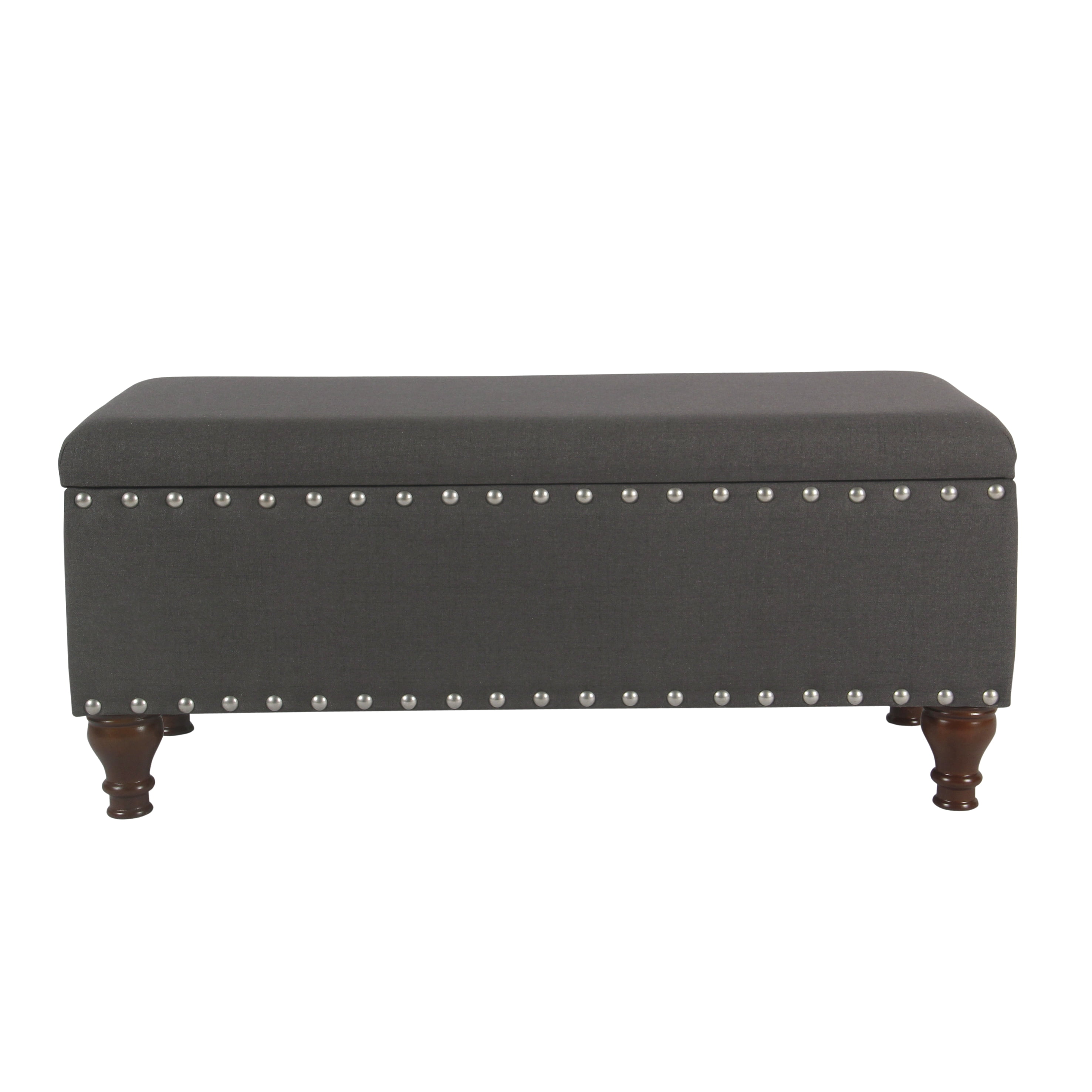 HomePop Large Rectangle Storage bench with Nail Head Trim, Multiple