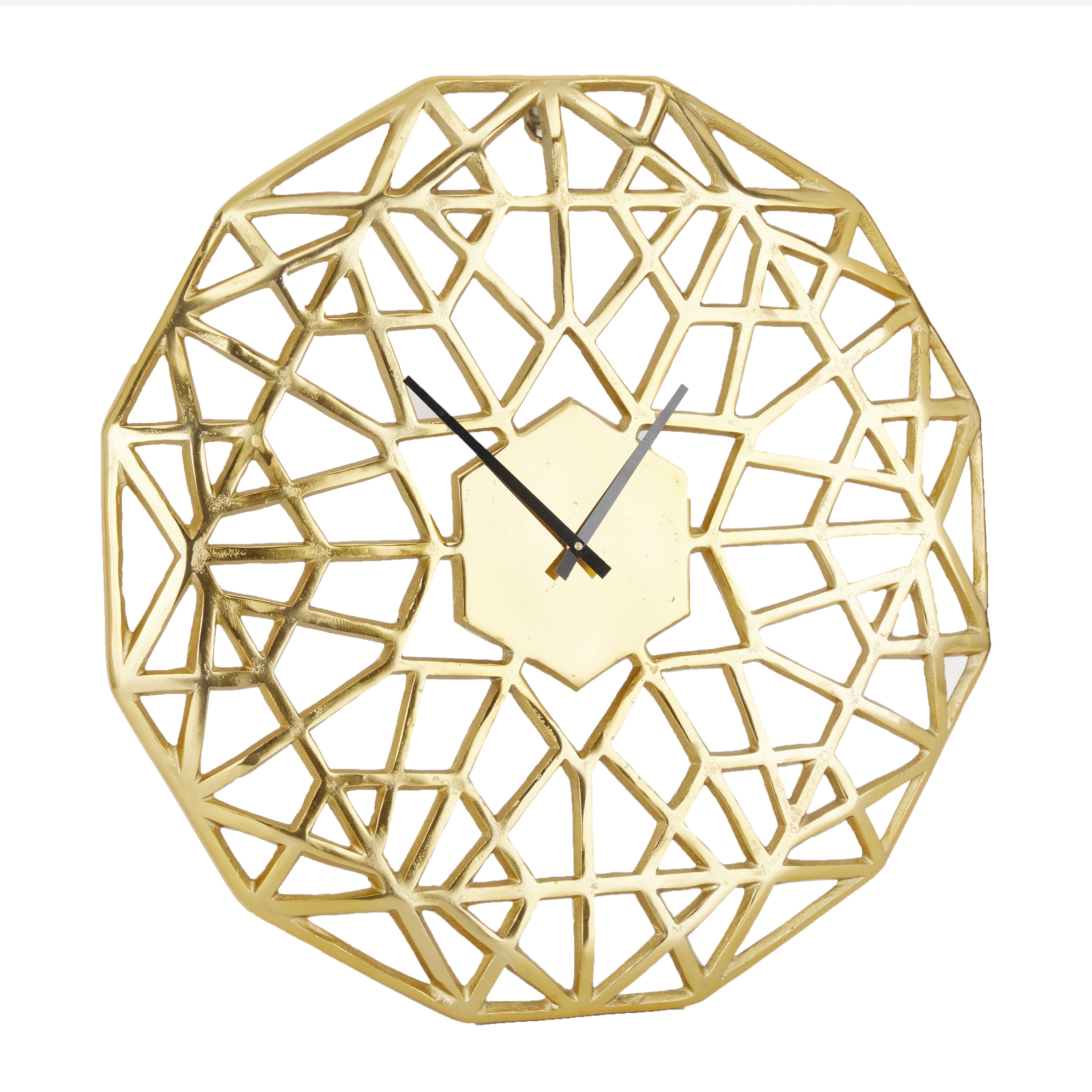 DecMode 24" Gold Aluminum Geometric Wall Clock with Cut Out Design