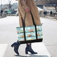 thumbnail image 4 of FORMRS Canvas Laptop Tote Bag for Women with 15.6" Computer Compartments Shoulder Handbag, Cartoon Train Pattern, 4 of 7