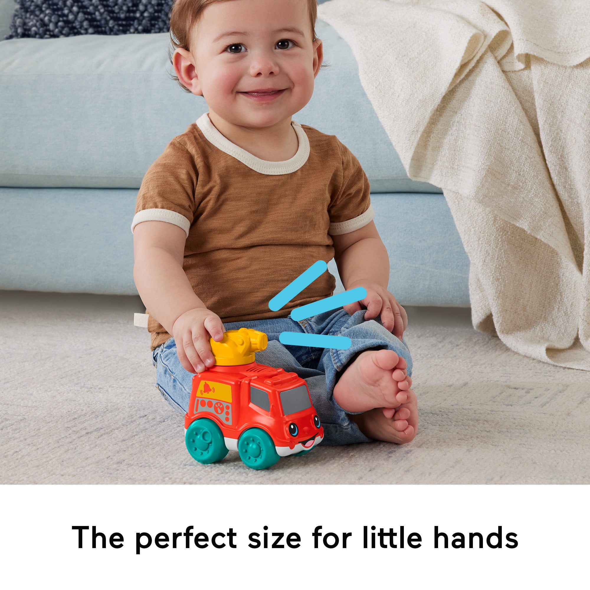 Fisher-Price Chime & Ride Fire Truck Push-Along Toy Vehicle for Infants with Fine Motor Activities