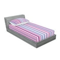 thumbnail image 2 of Ambesonne Abstract Fitted Sheet & Pillow Sham Set, Colored Stripes Lines, Twinxl, Pale Pink Sky Blue, 2 of 2