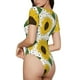 thumbnail image 2 of Balery Sunflowers Body de cuello redondo de manga corta para mujer Tops de manga corta Tops básicos-Large, 2 of 7