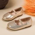thumbnail image 2 of KPOPLK Toddler Girls Dress Shoes Little Girls Mary Jane Flower Soft Sole Princess Shoes for Little Kids Size 8.5,Gold, 2 of 6