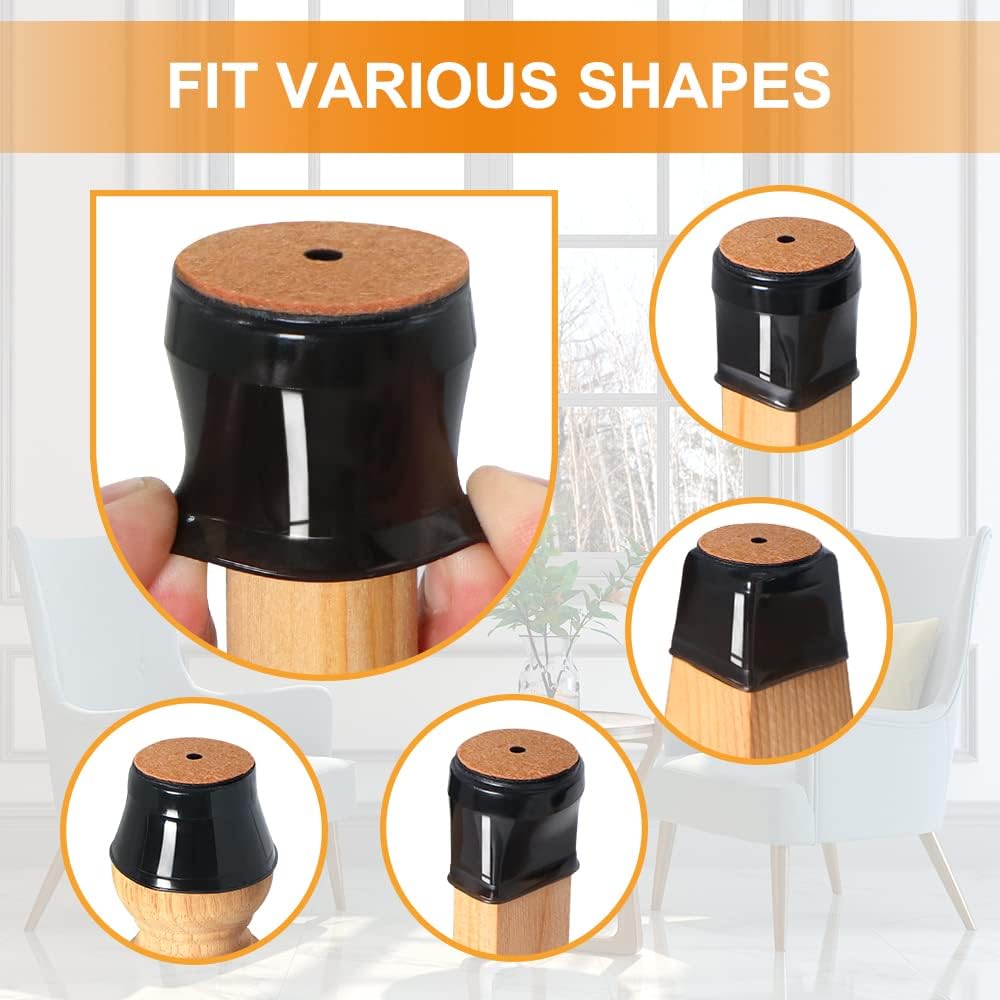 Chair Leg Floor Protectors for Hardwood Floors Silicone Covers to Protect Wood Tile Floors Felt Pads Furniture Leg Caps Non Slip Reduce Noise
