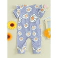 thumbnail image 4 of Bslissey Newborn Baby Girls Summer Jumpsuit Flower Print Short Sleeve Zipper Footless Rompers Infant Toddler Cute One Piece Bodysuit 3M 6M 12M 18M 24M, 4 of 9