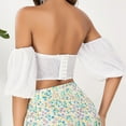 thumbnail image 4 of Blusa moldeadora de encaje con mangas abullonadas a la moda estilo corte Vintage para mujer Fridja  nalpqowj30857, 4 of 6