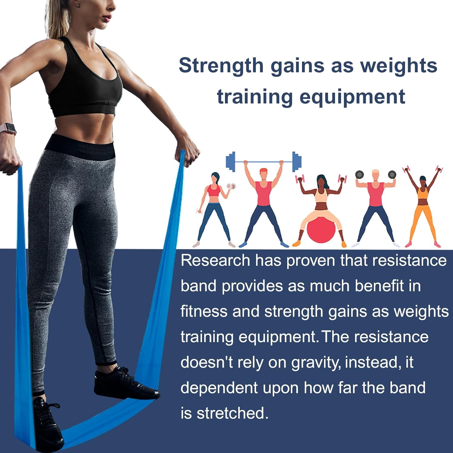 JJEAN-Resistance Bands,Professional Long Non-Latex Elastic Stretch Bands,Exercise Bands for Physical Therapy, Yoga, Pilates, Rehab, at-Home or The Gym Workouts, Strength Training