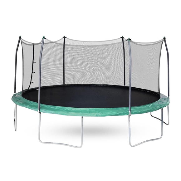 SKYWALKER TRAMPOLINES 17 FT Green, Oval Outdoor Trampoline for Kids with Safety Enclosure Net and Spring Pad, ASTM Approval, Rust Resistant
