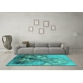 thumbnail image 3 of Ahgly Company Indoor Square Oriental Turquoise Blue Industrial Area Rugs, 7' Square, 3 of 4