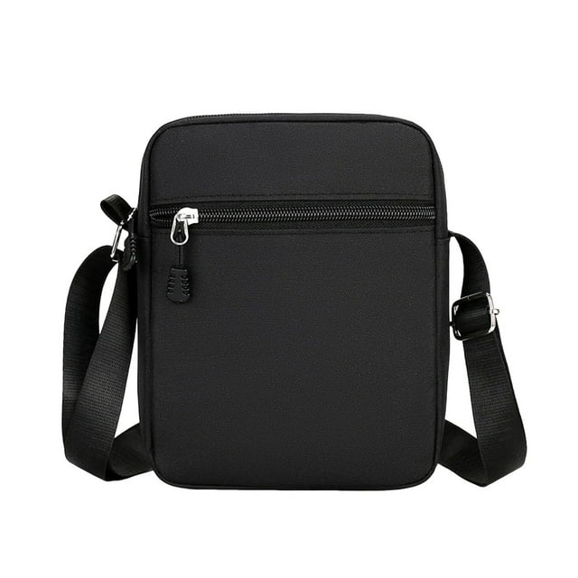 Visland Men Crossbody Bag with Partition Pockets Zipper Closure Solid Color Shoulder Bag Adjustable Strap Commuting Shopping Travel Mini Bag