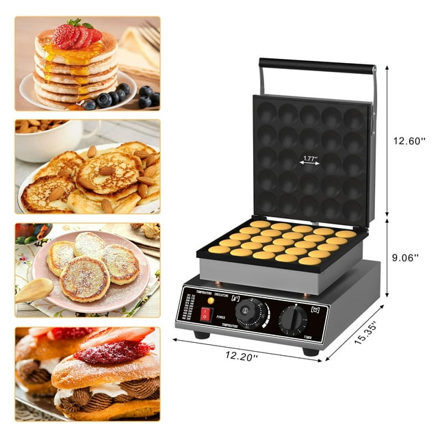 Yiwa Commercial 25 PCS Mini Pancake Maker, Electric Nonstick Dutch Pancake/Waffle Machine for Home or Restaurant, 1750W