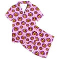 thumbnail image 3 of Kids Halloween Pajamas Size 5-6 Years Childrens Halloween Sleepwear Short Sleeve Top and Shorts Comfort Girls Pajama Set Pink, 3 of 6