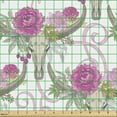 thumbnail image 2 of Bohemian Fabric by the Yard Upholstery, Buffalo Skull of Peony and Roses Berries Ribbons Celebration Spring, Decorative Fabric for DIY and Home Accents, Magenta and Sage Green by Ambesonne, 2 of 5