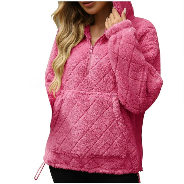 Swstbby Économies d'Automne Liquidation! Hauts d'Automne pour Femmes Grande Taille, Chandail Décontracté à Manches Longues Col Rond Tricoté Blouse Rose S