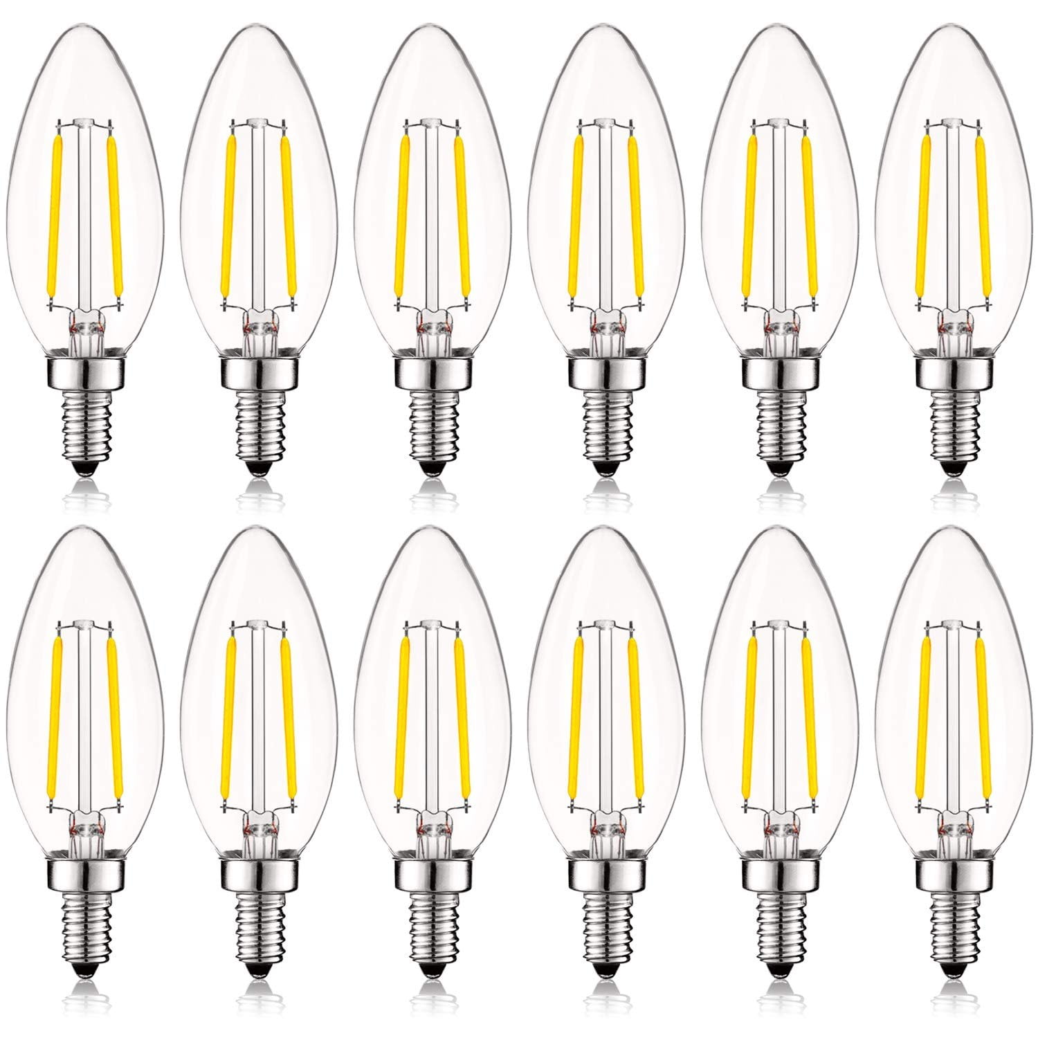 Luxrite 4W Vintage Candelabra LED Bulb Dimmable 5000K 400lm Flame Tip E12 6-Pack 