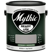Mythic Ready to use Colors, Gallon, Gray Flannel, Interior Semi-Gloss Acrylic Latex Paint, Non-Spatter Formula, Quick Dry, Easy Soap & Water Clean Up, VOC Less Than 50 Grams Per Litre.