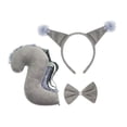 thumbnail image 1 of Kit de disfraz de cola de animal, diadema de cosplay para festival, escenario, cumpleaños gris, 1 of 8