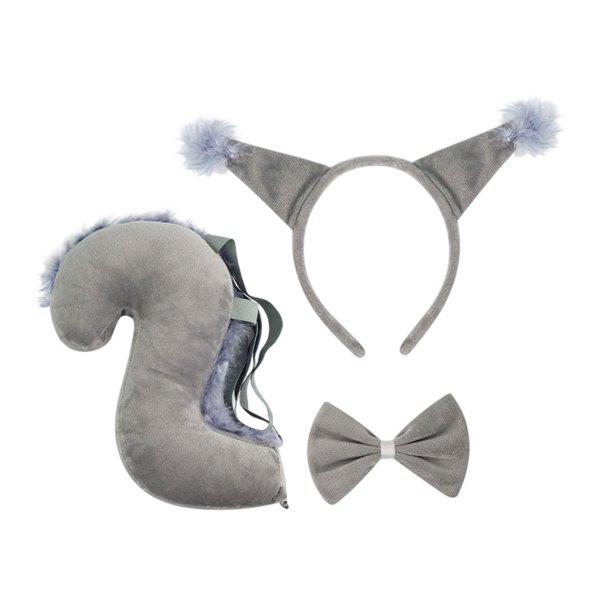Kit de disfraz de cola de animal para cosplay, diadema para fiestas temáticas de animales, fiestas, decoración gris