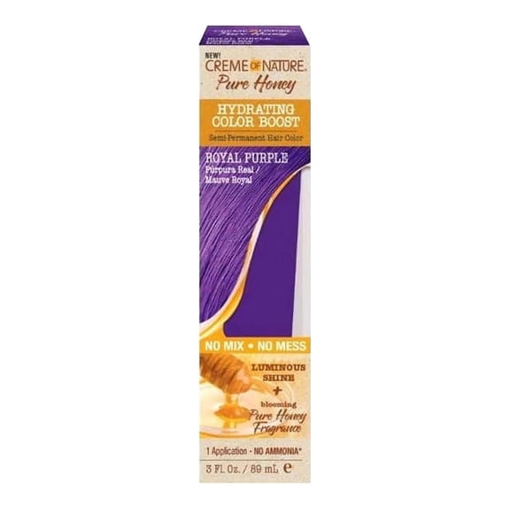 Creme Of Nature Pure Honey Hydrating Color Boost Semi Permanent Hair Color, Royal Purple, 3 Oz, 2 Pack
