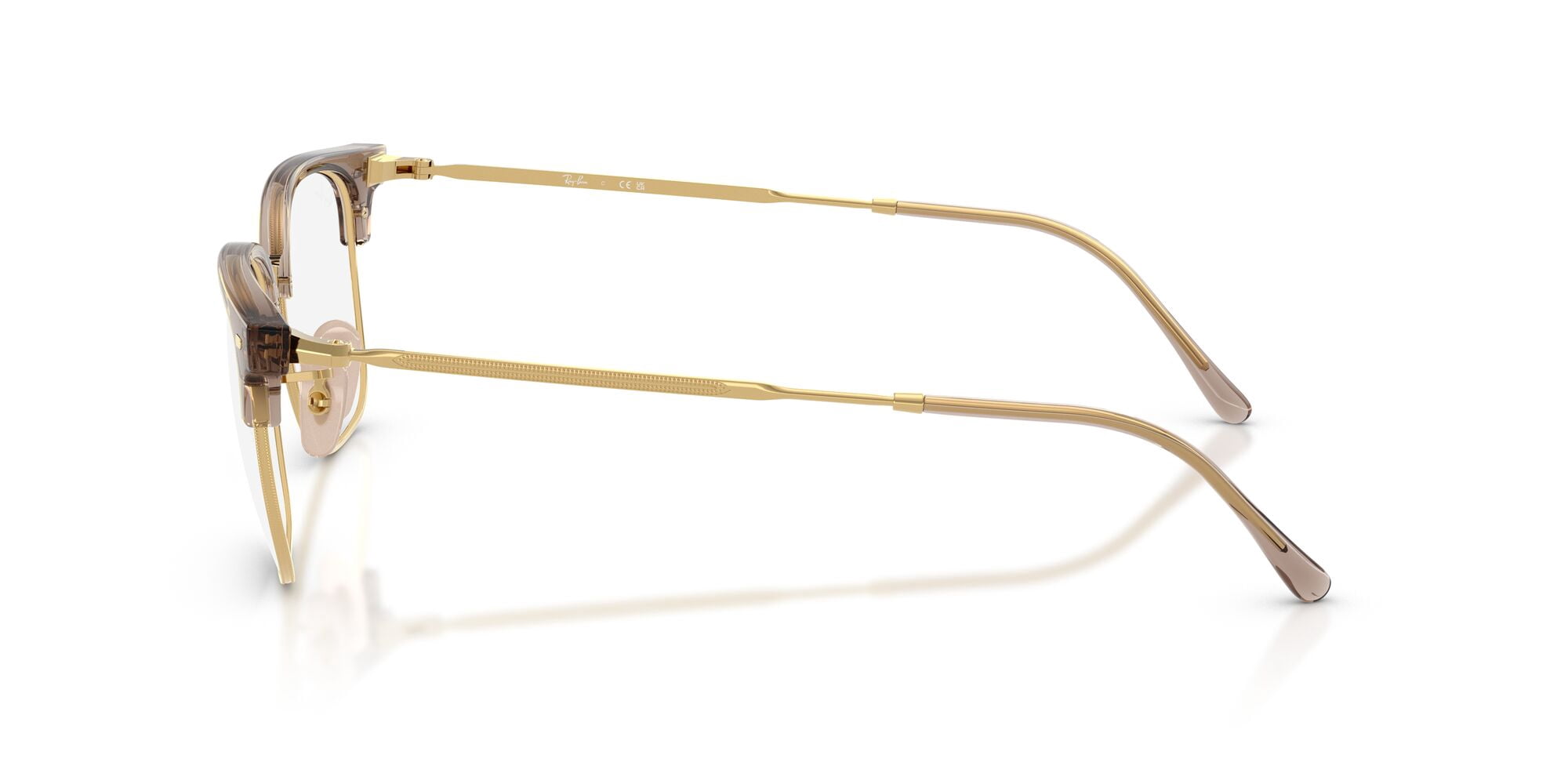 Ray-Ban Unisex Size 51 New Clubmaster Prescription Eyeglasses, Beige on Gold/Demo Lens