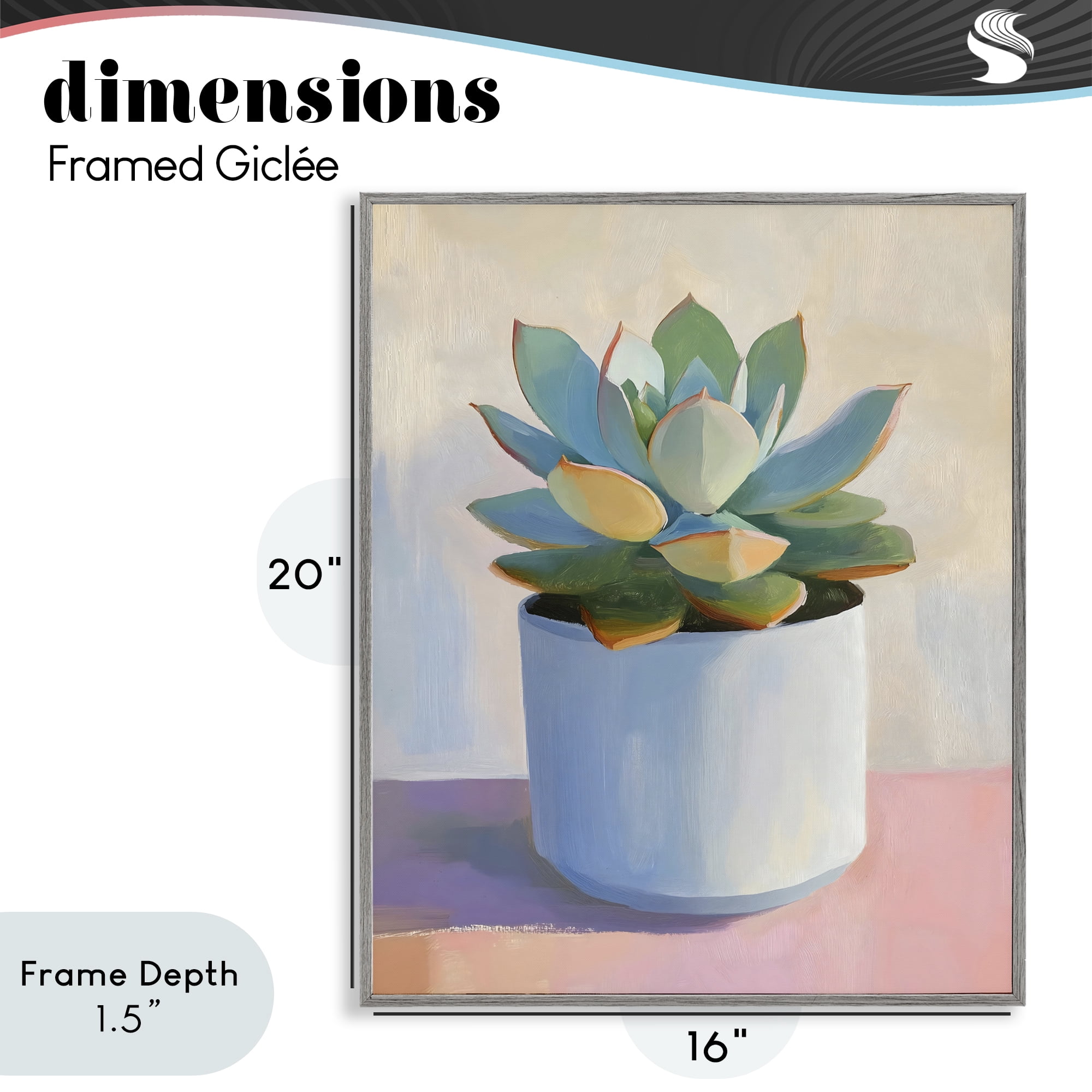 Stupell Industries Succulent Plant in White Pot Gray Framed Giclee Art, design by The Prints Vibe