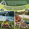 thumbnail image 3 of Walchoice Camping Tripod with 17” Grill Grate, Durable Stainless Steel Campfire Cooking Rack for Outdoor BBQ, Adjustable Height Firepit Rack Cooking Accessories Set, 3 of 7