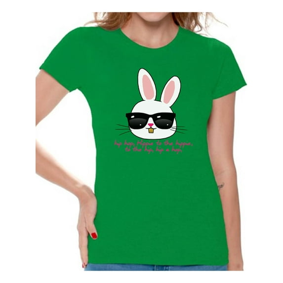 Awkward Styles Hip Hop Easter Bunny Shirt Easter T Shirt Women Easter Bunny Tshirt Easter Gifts for Her Easter Holiday Party Happy Easter Shirts Funny Easter Bunny Tshirt Cool Easter Bunny Shirt
