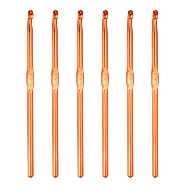 Ganchos de crochet de aluminio Uxcell de 5.5 mm, agujas de tejer de crochet, ganchos de crochet con tamaño naranja, 6 piezas