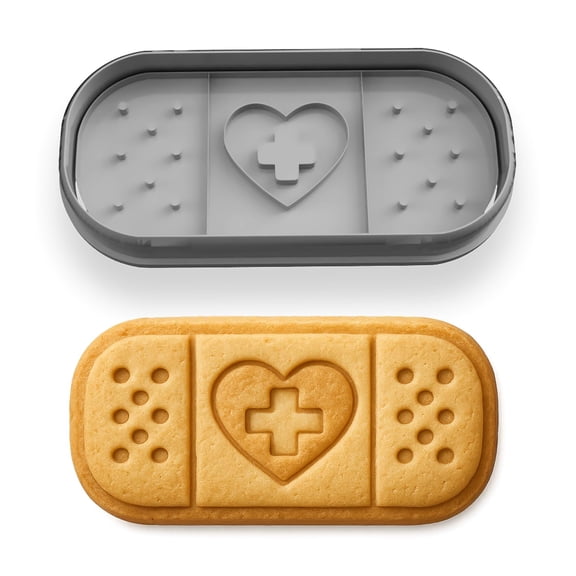Mighty Gadget Bandage Cookie Cutter & Stamp - 4x1.75 Inches, Fun First-Aid Baking Tool (Random Color)