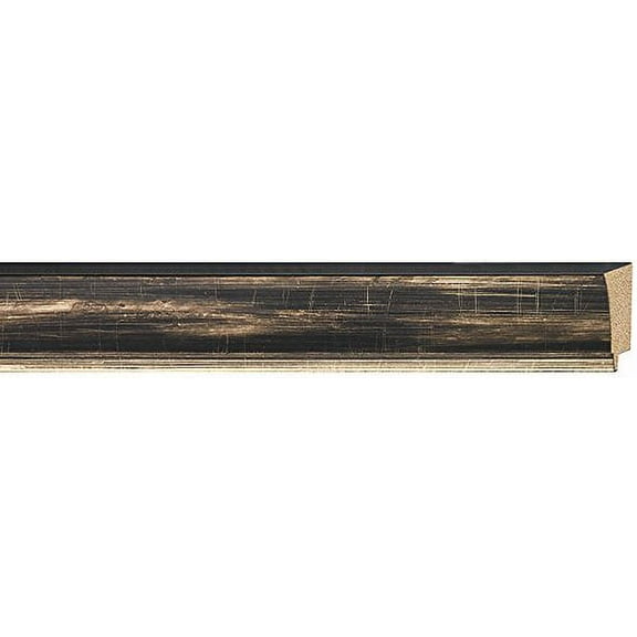 Picture Frame Moulding (Wood) 18Ft Bundle - Contemporary Pewter Finish - 1.625" Width - 3/8" Rabbet