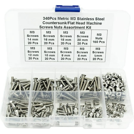 

340pcs Pan Head Wood Screw Assortment Kit Stainless Steel Self Tapping Screw for Wood