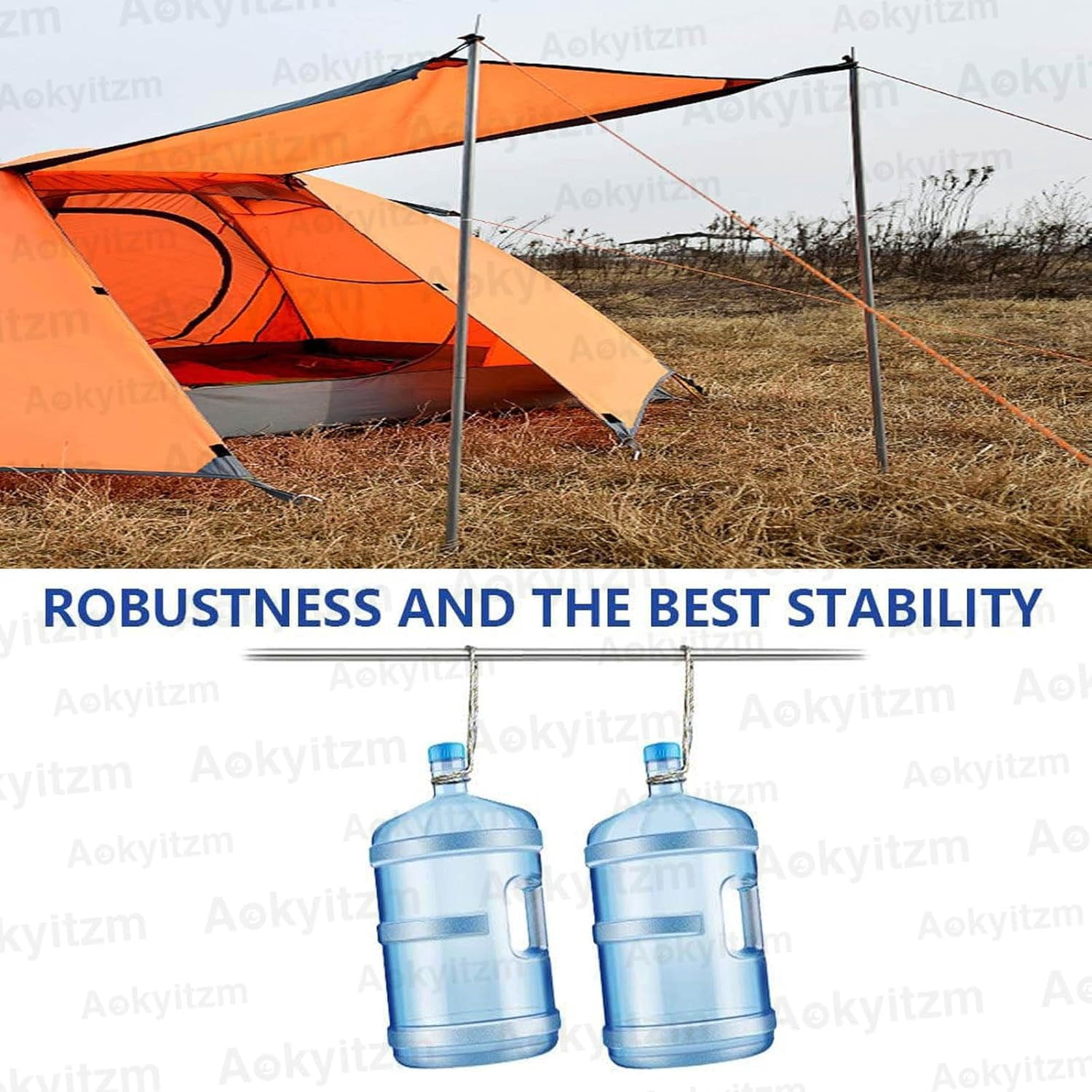 Tent Poles, Adjustable Portable Tent Poles, Sturdy and Durable Rustproof Thickened Iron Tent Stakes for Camping, Hiking, Van Awnings, Beach Awning Tent Accessory with Storage Bag