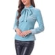 thumbnail image 1 of INSPIRE CHIC Women's Retro Velvet Tie Neck Long Sleeve Casual Work Blouse Top XS Light Blue, 1 of 6