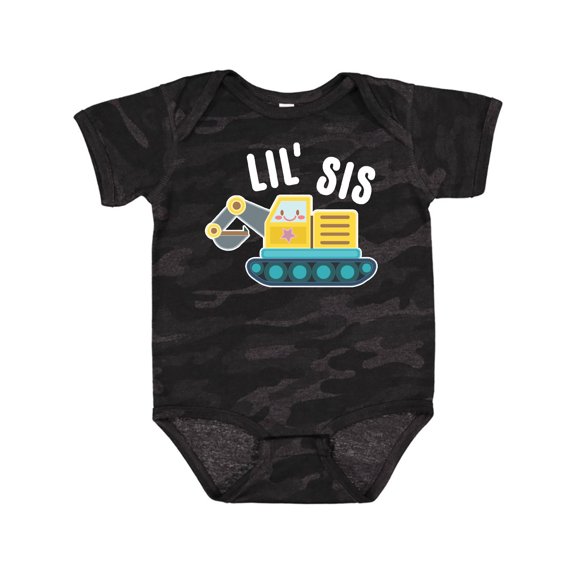 Inktastic Lil Sis in with Bulldozer Girls Baby Bodysuit