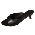 thumbnail image 6 of Rokment Womens Kittern Heels Mules Slides Dressy Sandals 2026 Fashion Casual Leather Open Toe Stiletto Low Heels Slip on Backless Dress Pumps for Ladies Summer Black Size 6, 6 of 6