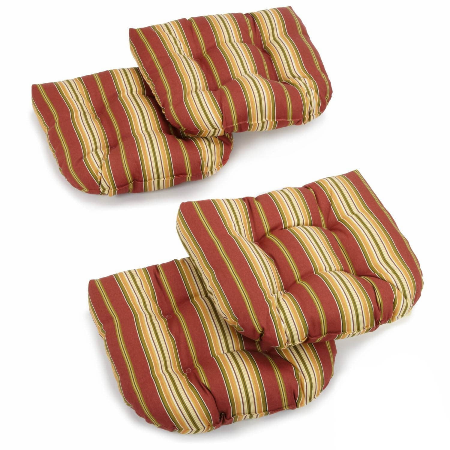 19-inch U-Shaped Spun Polyester Outdoor Tufted Dining Chair Cushions (Set of 4)
