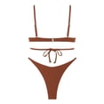 thumbnail image 4 of ZAFUL Women's Sexy Cutout Bikini Thong Bikini Set String Two Piece Swimsuit Bathing Suit Deep Coffee L, 4 of 5