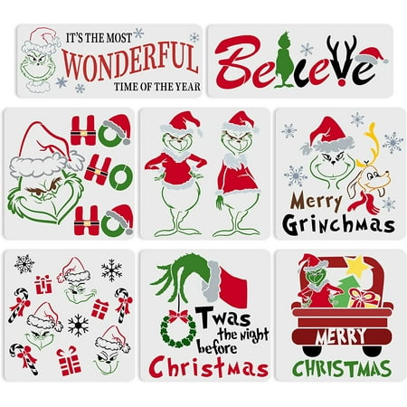 8Pcs Grinch Stencils for Painting on Wood ,10 X 10 Inch Reusable ...