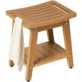 thumbnail image 3 of Naipo Shower Stool With Storage Shelf, Handle, Adjustable Feet, Non-Slip HDPS Shower Bench for Seniors Adults, Waterproof Shower Chair for Inside Shower to Sit on, Indoor Outdoor, Spa, Bath, Teak, 3 of 10