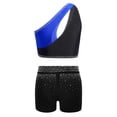 thumbnail image 4 of Hansber Kids Girls Cheerleading Outfit Gymnastics Dance Performance Sleeveless Crop Top with Shorts Set Royal Blue Black 6, 4 of 6