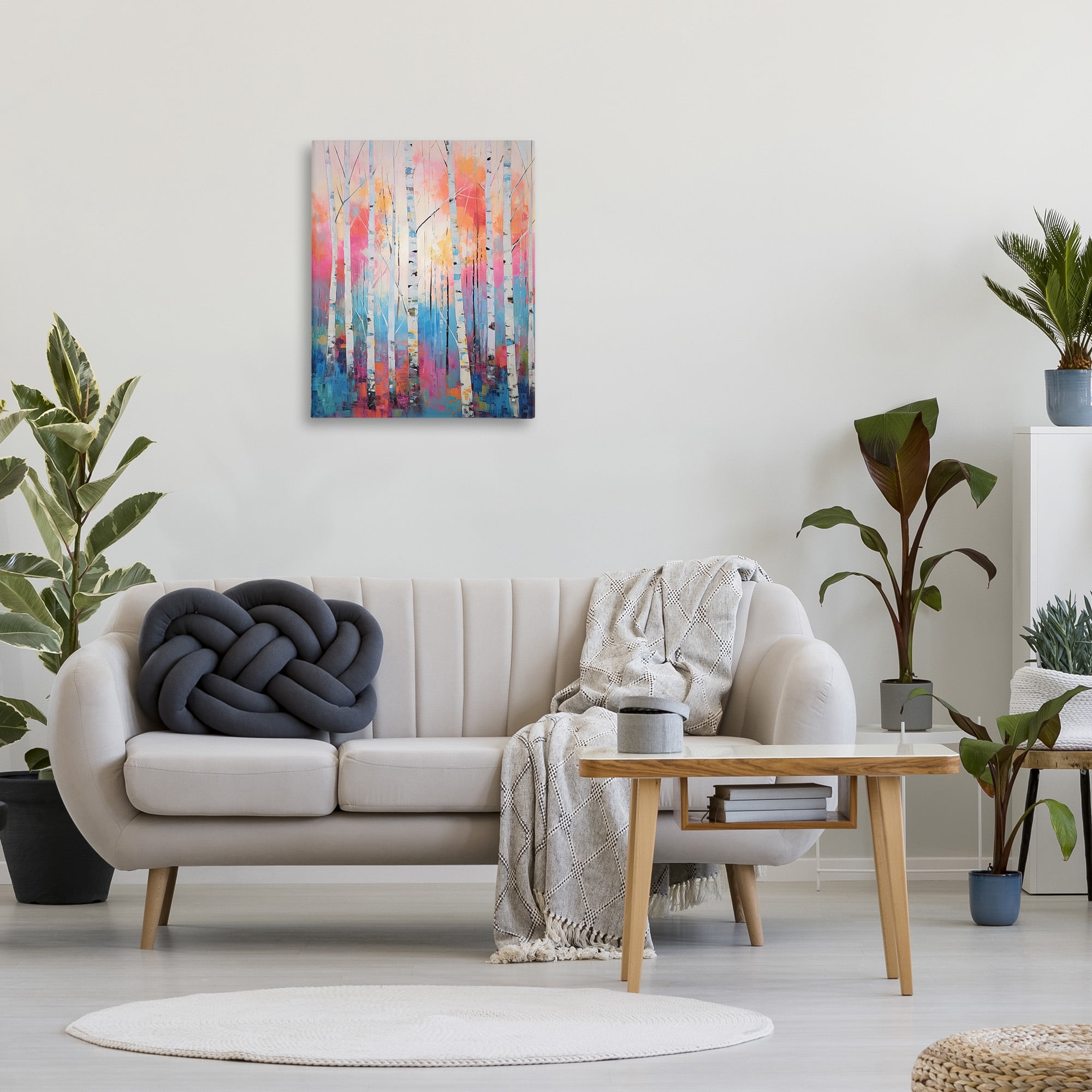 Stupell Industries Modern Hue Birch Forest Landscape Painting Gallery Wrapped Canvas Art Print Wall Art, 24 x 30