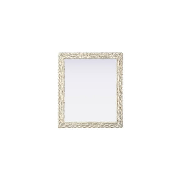 Elegant Decor Rectangle Cornhusk Mirror 36x42 in Linen White