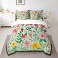 thumbnail image 2 of Feelyou Cartoon Botanical Twin Bedding Sets 7-Piece, Blossoms Flower Floral Bedding Comforter Set, Teens Kids Girls Women Reversible Sheet Sets, Ultra Soft Bedroom Decor, 2 of 8