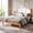 Brown, variant on Mid-Century Modern Platform Bed Frame with Upholstered Headboard, Solid Wood Slat Support, No Box Spring Needed, Easy Assembly, Queen Size, Natural