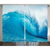 Ocean Life  Curtains 2 Panels Set, Wavy Ocean Adventurous Surfing Extreme Water Sports Summer Holiday Destination Picture, Living Room Bedroom Decor, Aqua White, by Ambesonne