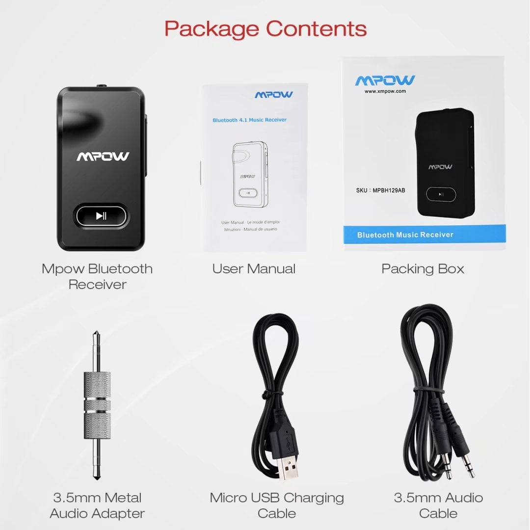 Mpow Wireless Bluetooth 4.1 Receiver Car Kit 3.5mm Stereo Audio Music Adapter US