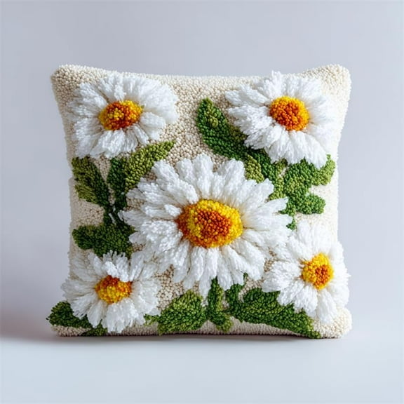 Latch Hook Pillow Kits Daisy flowers Needlework Hook Latch Kit 17x17inch